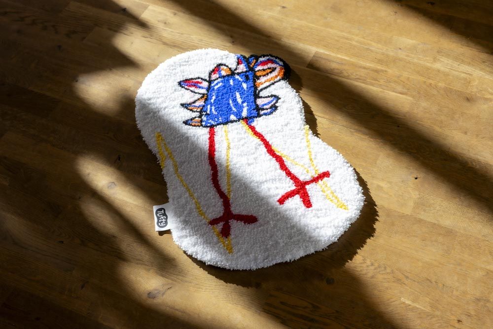 Kiwi Papagei Kinderzeichnung als Schlafzimmer Teppich