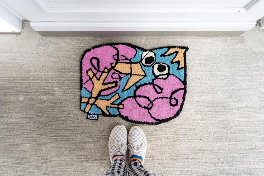 Kiwi Papagei Kinderzeichnung als Schlafzimmer Teppich