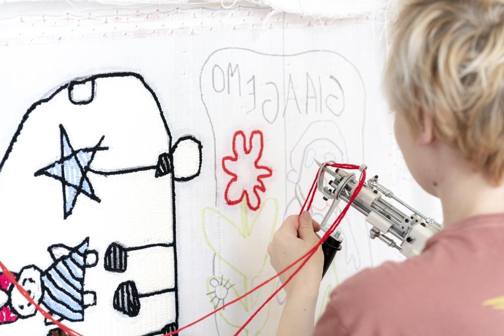 Kiwi Papagei Kinderzeichnung als Schlafzimmer Teppich