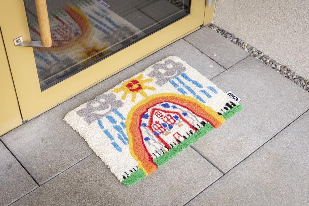 Kiwi Papagei Kinderzeichnung als Schlafzimmer Teppich