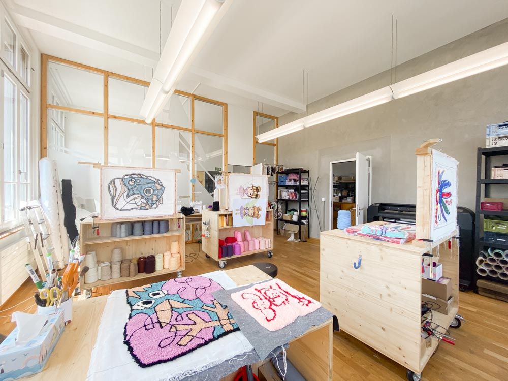 Kiwi Papagei Kinderzeichnung als Schlafzimmer Teppich