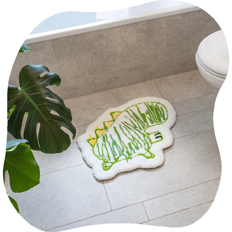 Dinosaurier Kinderzeichnung als Bad Teppich