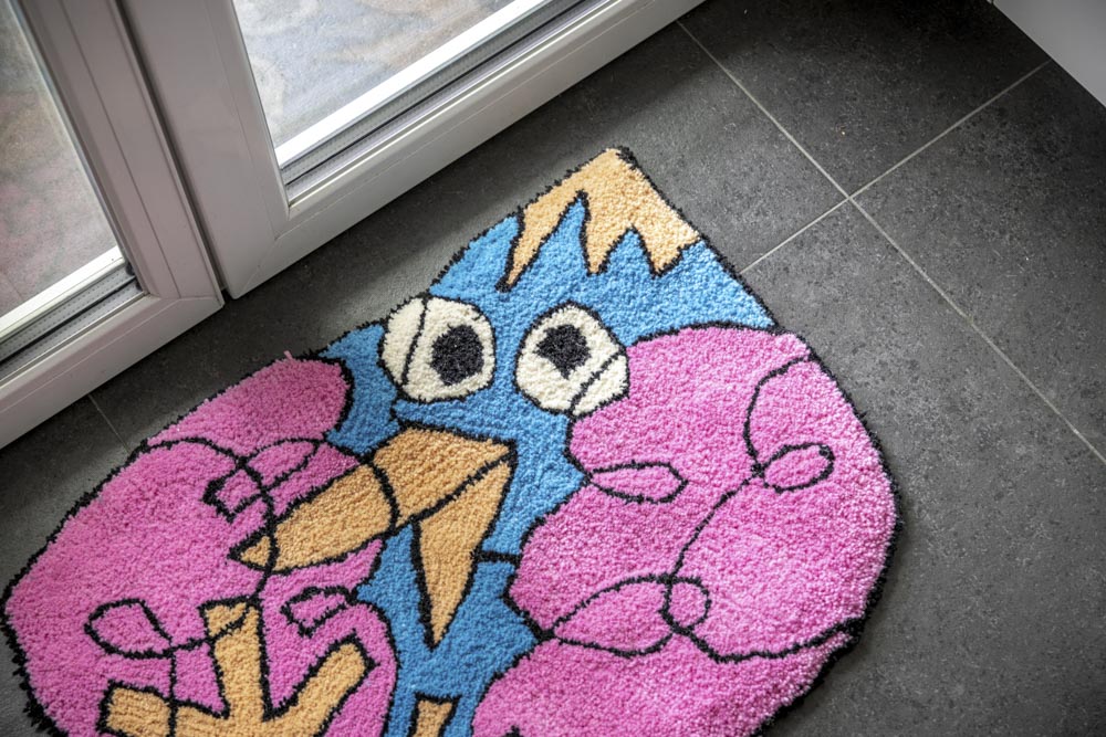 Kiwi Papagei Kinderzeichnung als Schlafzimmer Teppich