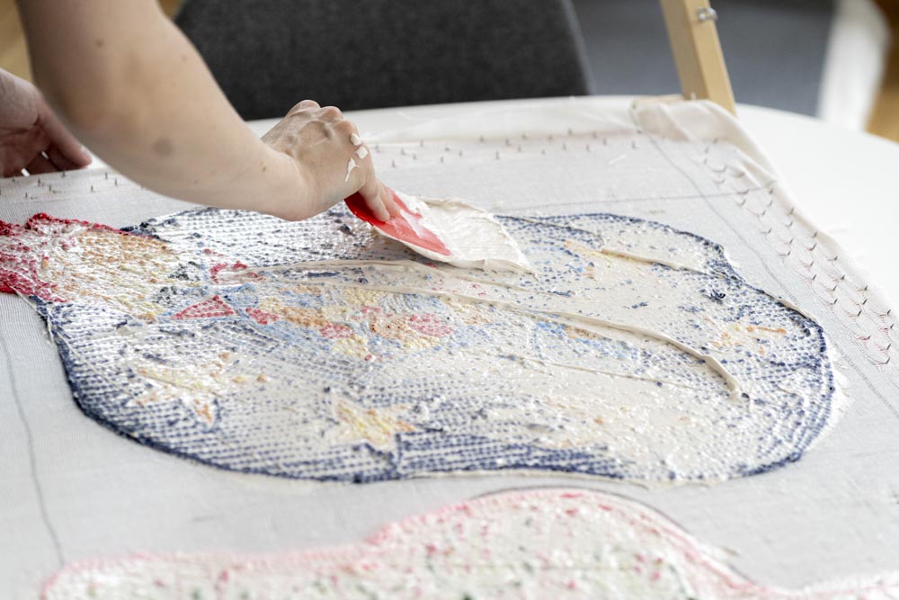 Einhorn Kinderzeichnung als Wohnzimmer Teppich